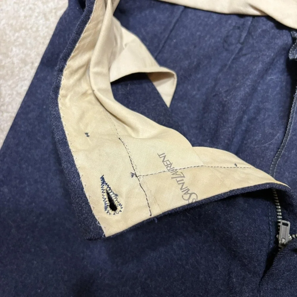 Vtg Yves Saint Laurent Pants Mens 31x30 Navy Wool Pleated Dress Talon 70s‎ 80s